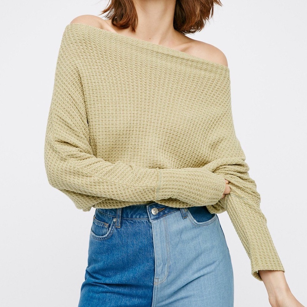 Free People Green Drippy Mercury Slouchy Top